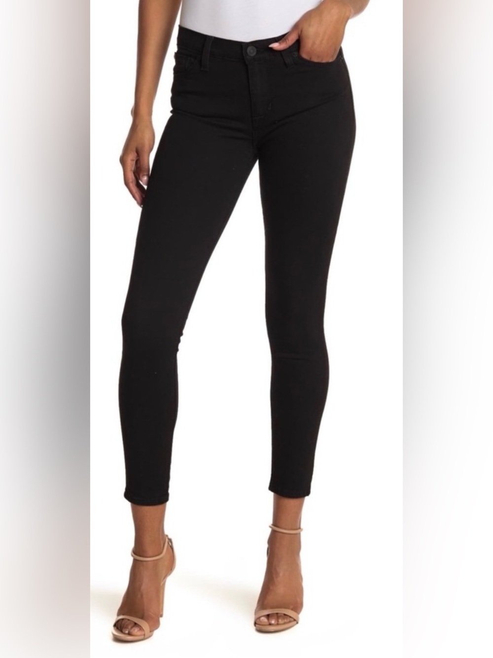 Hudson Women’s  Natalie Mid-Rise Super Skinny Ankle Black Jeans